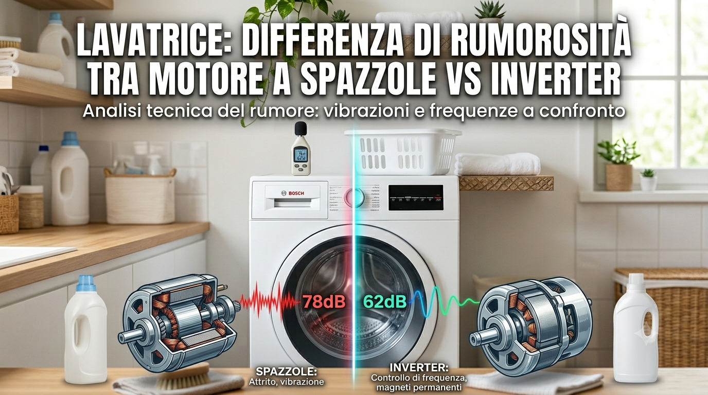 Lavatrice: Differenza di rumorosità tra motore a SPAZZOLE vs INVERTER (Video)